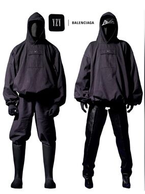 Yeezy Gap Balenciaga Sateen Anorak jacket hoodie matte Black Large